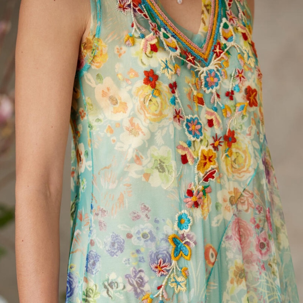 Johnny Was “Forever Flower Mesh Dress”. Size S. New with tags. - Picture 6 of 7
